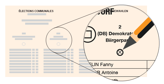 Exemple : bulletin de vote d’une grande commune. 